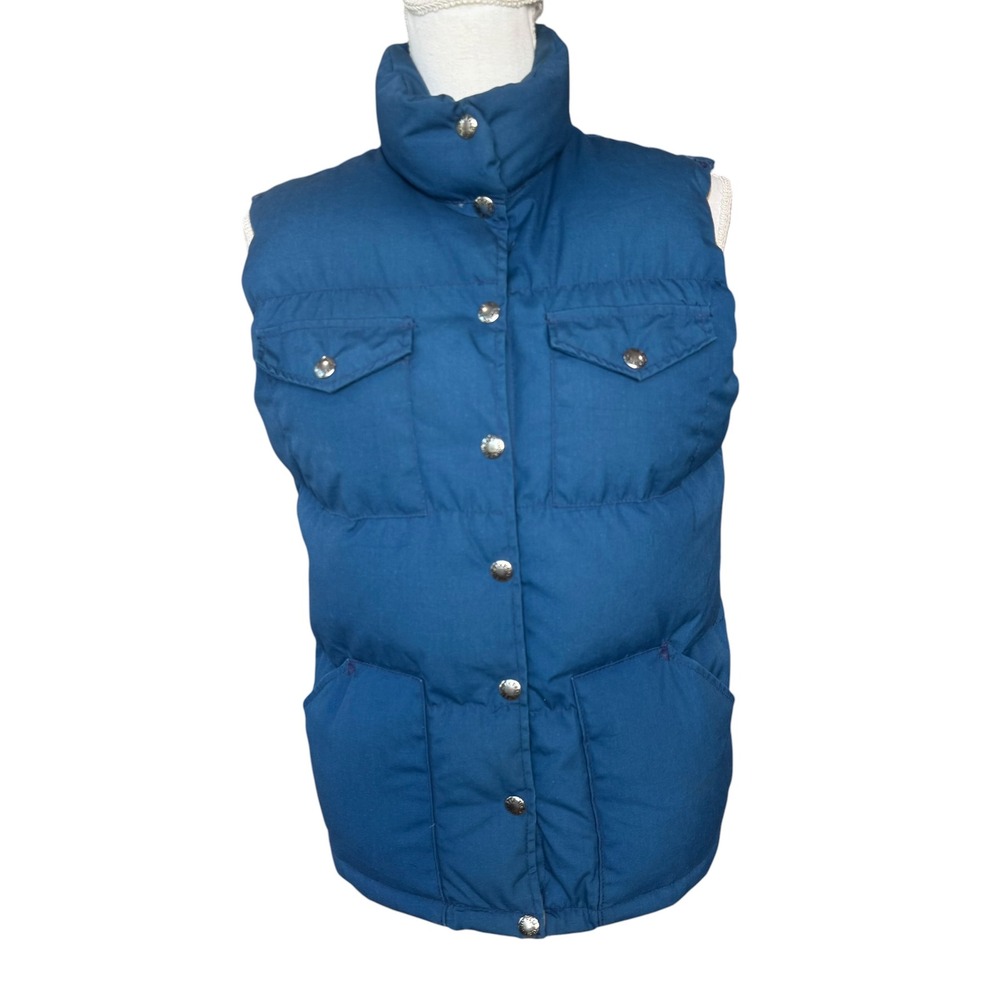 Vintage The North Face Puffer Vest Blue Made in USA Down Quilted Womens Medium